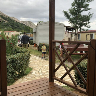 Campground, Danish language, family, lighting up BBQ, flip-flops, Skrila, Croatia